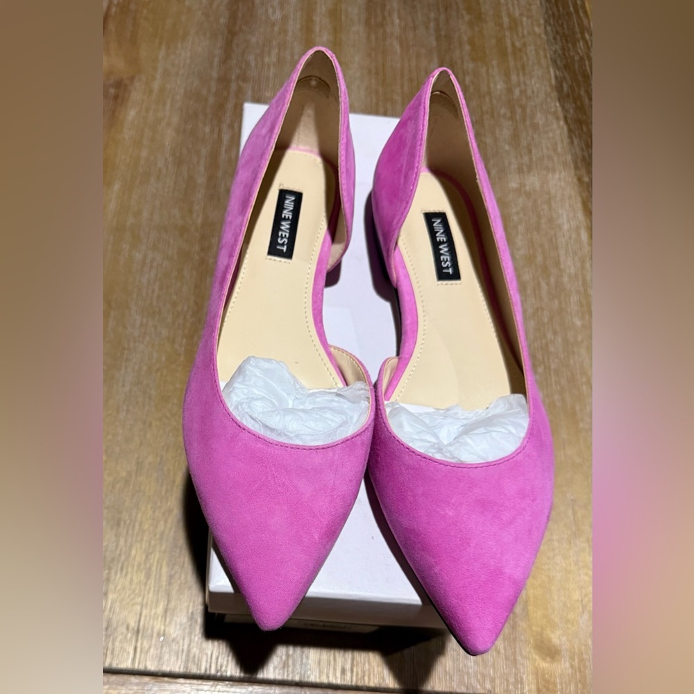 Nine West Pink Suede Pointed Toe Flats